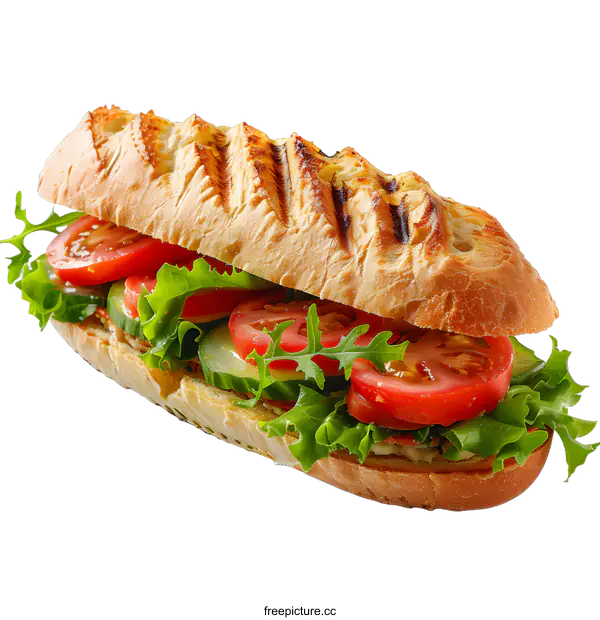 [Transparent Background PNG]Freshly Made Veggie Sandwich on White Background
