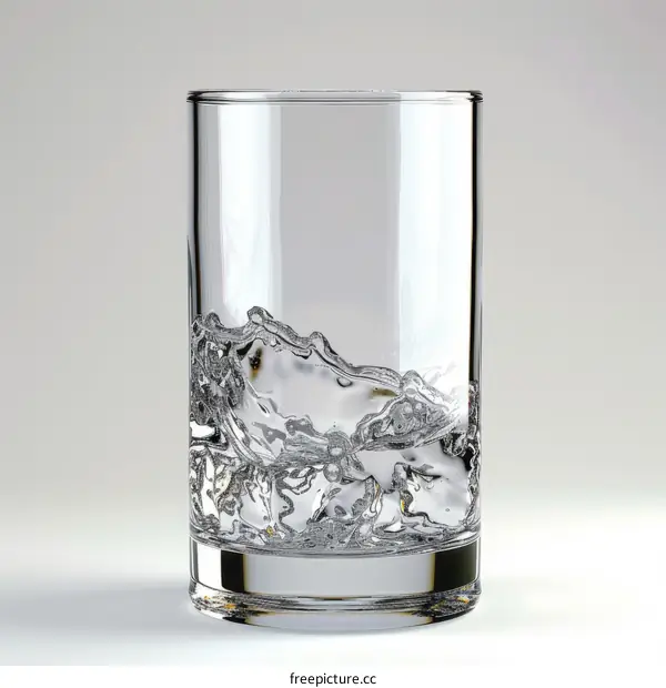 Transparent glass half full of water on white background