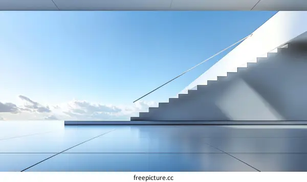 Modern Architecture Staircase with Blue Sky Background