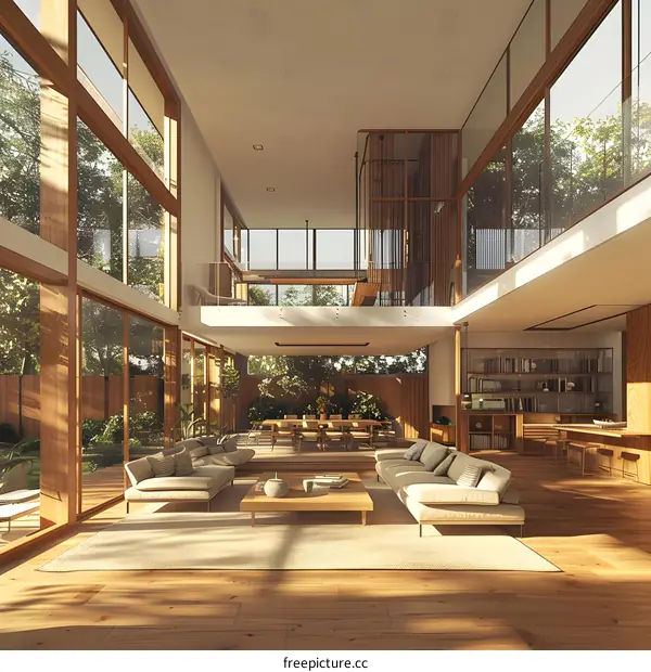 Modern Minimalist Home Interior Design With Large Windows