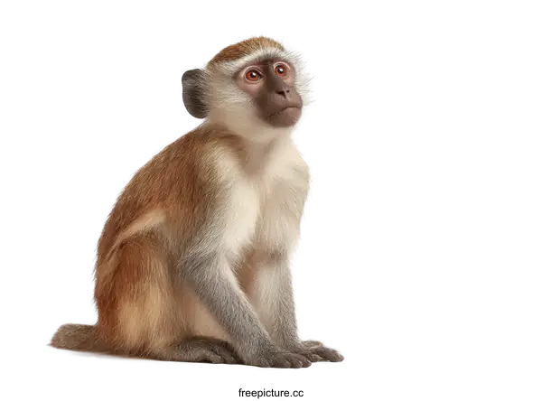 [Transparent Background PNG]Young Monkey Portrait Against White Background