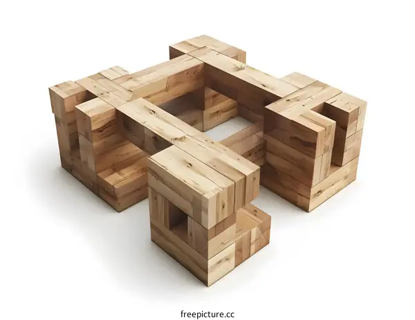 Wooden Block Structure Design Abstract Art