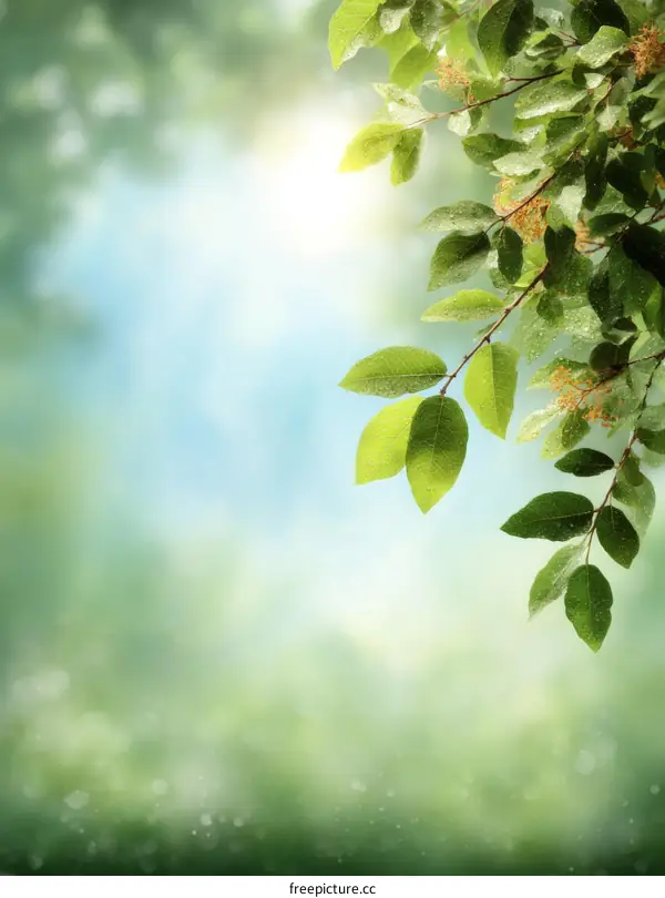 Fresh Spring Leaves Natural Background