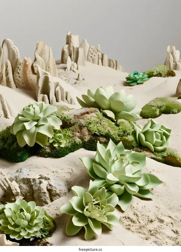 Green Succulents in a Desert Landscape