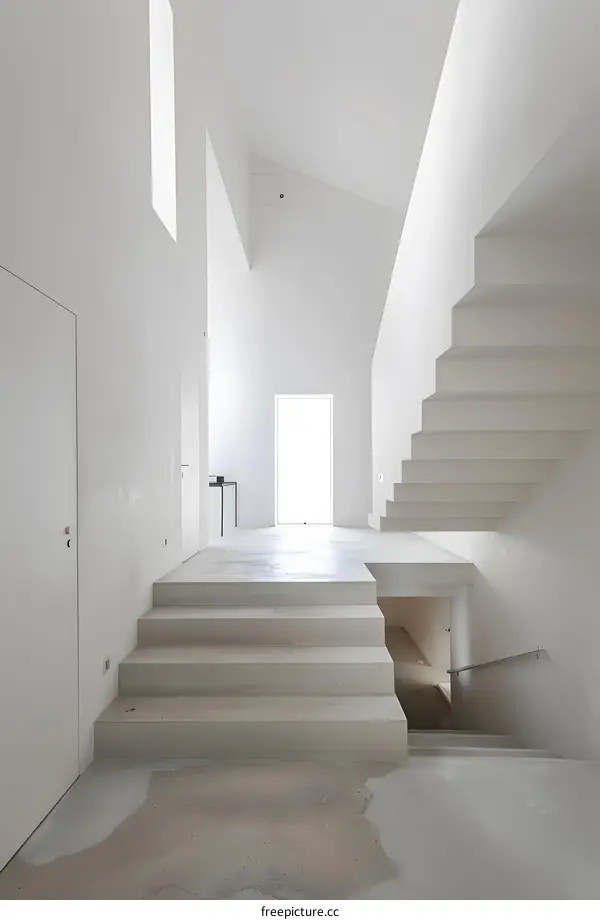 Modern White Minimalist Staircase Interior Design