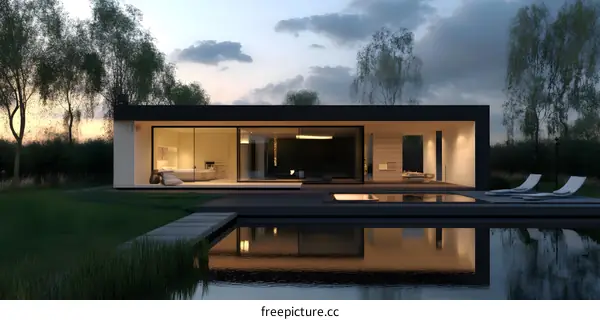 Modern Minimalist House with Pool and Deck