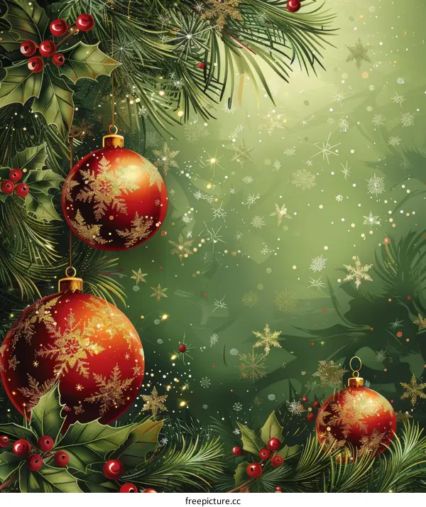 Festive Christmas Decorations with Snowflakes and Baubles