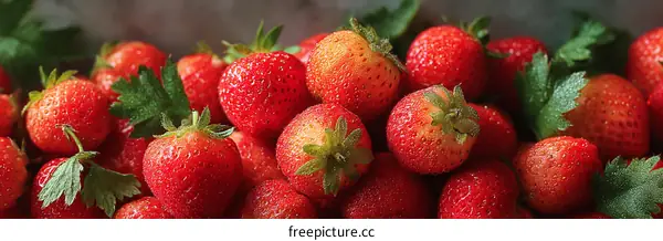 Close-up of Fresh Strawberries with Dew Drops