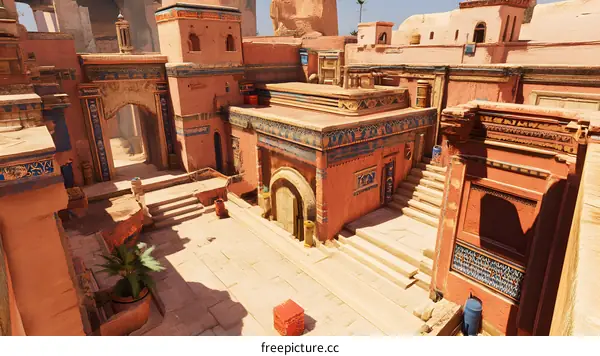 Ancient Middle Eastern Architecture with Intricate Detail