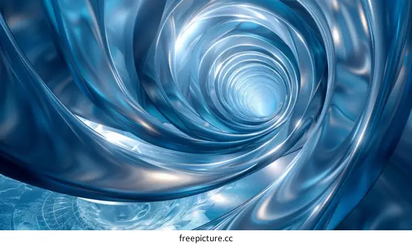 Blue and silver abstract tunnel