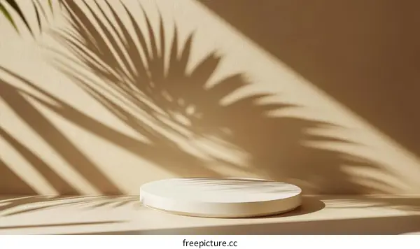 Beige Minimalist Product Display with Palm Leaf Shadow