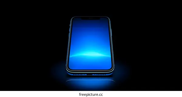 Blue Smartphone on a Dark Background
