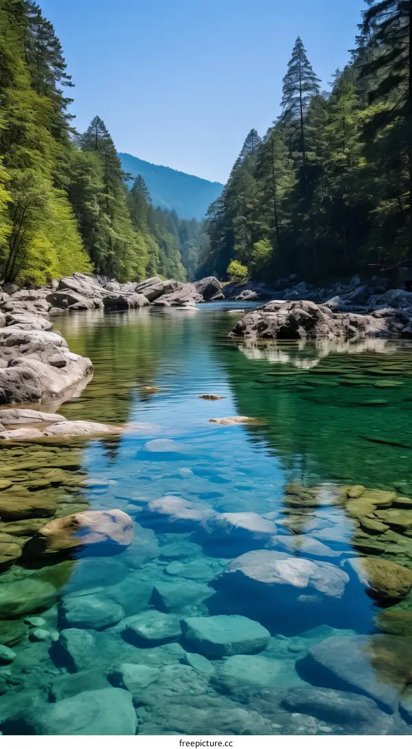 The Beauty of Nature: A Cascading River in the Mountains