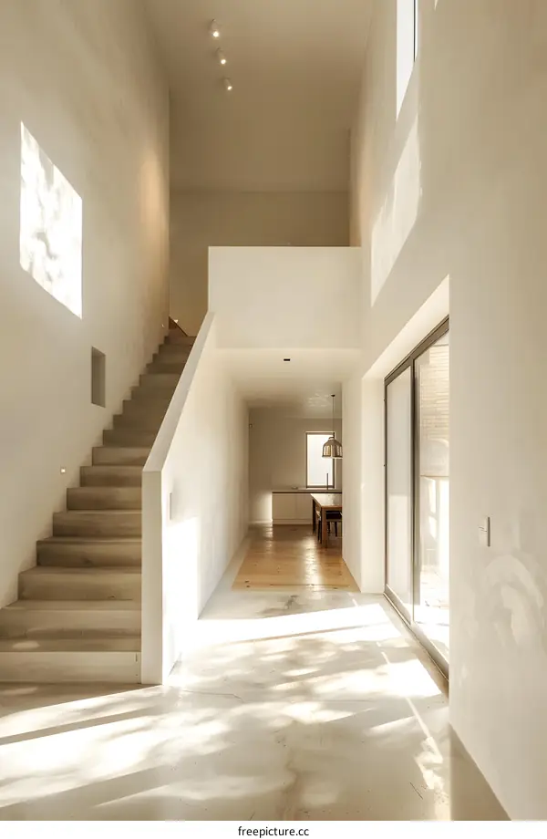 Modern Minimalist Interior Design with Sunlight Streaming Through Windows