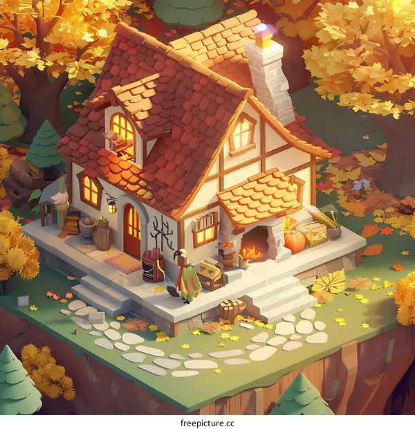 Autumn Cottage Illustration