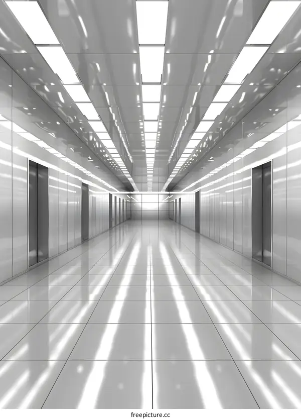 Modern White Corridor With Multiple Doors