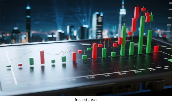 Stock Market Chart with Urban Background Showing Financial Trends