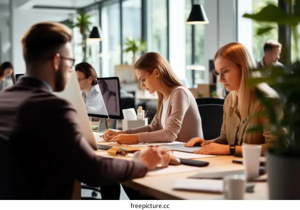 Colleagues working together in an office