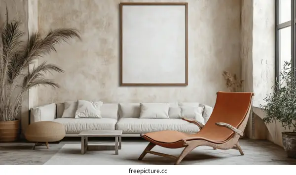 Bohemian Living Room Interior Design Mockup