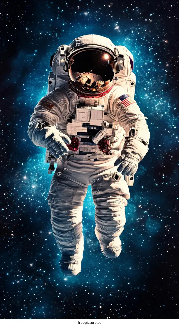 Astronaut in Space Suit among Stars