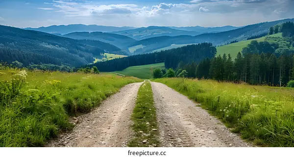 Country road through a green valley in the Black Forest, Germany