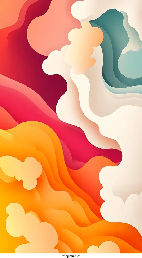 Abstract Paper Cut Background With Orange Pink And Green Colors