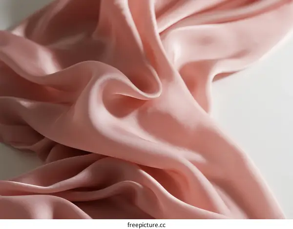 A soft pink silk fabric with flowing and elegant texture