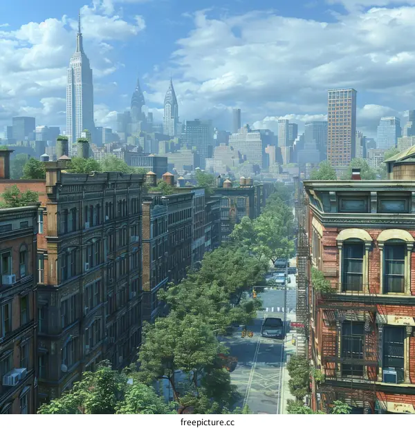 New York City Street Scene Illustration