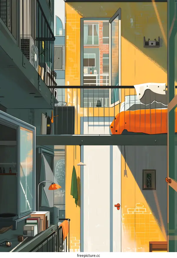 Modern Apartment Balcony With Sunlight