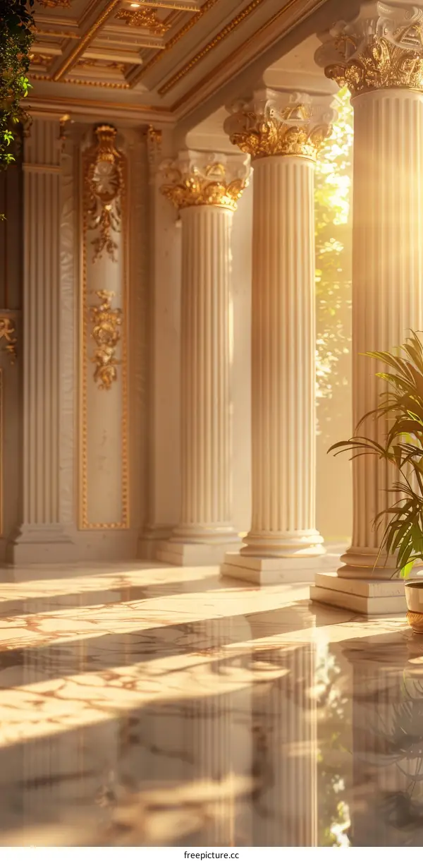 Golden Classical Architectural Hallway