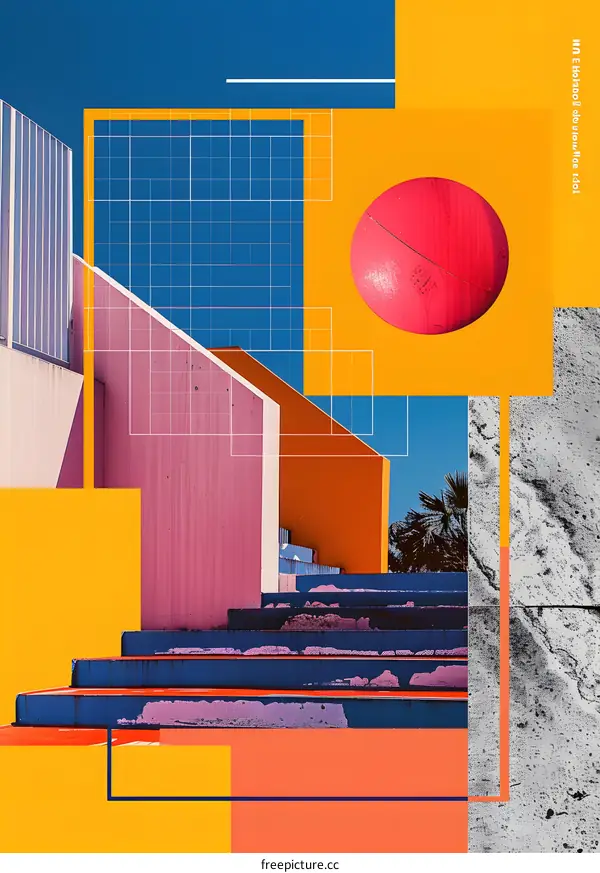 Abstract Art  With Geometric Shapes and Vibrant Colors