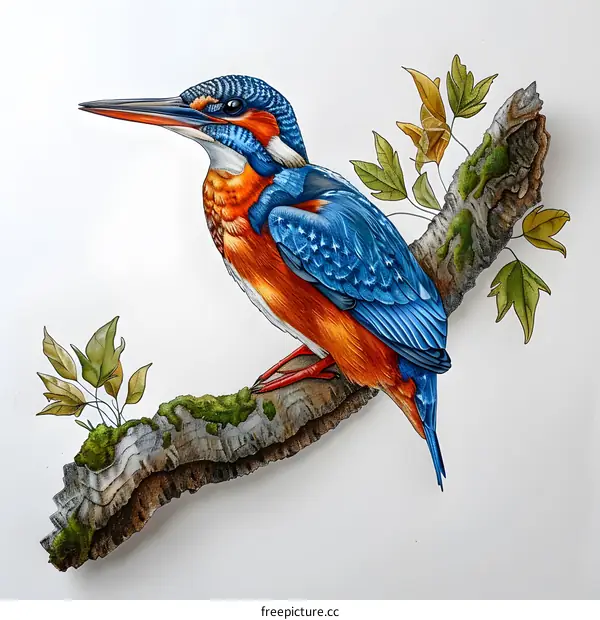 A Kingfisher bird is sitting on a branch