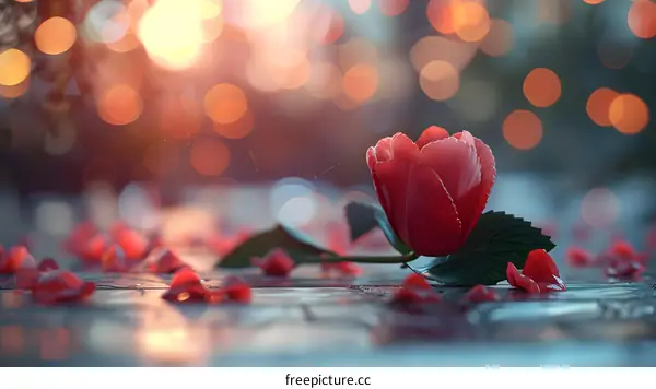 A single red rose in full bloom