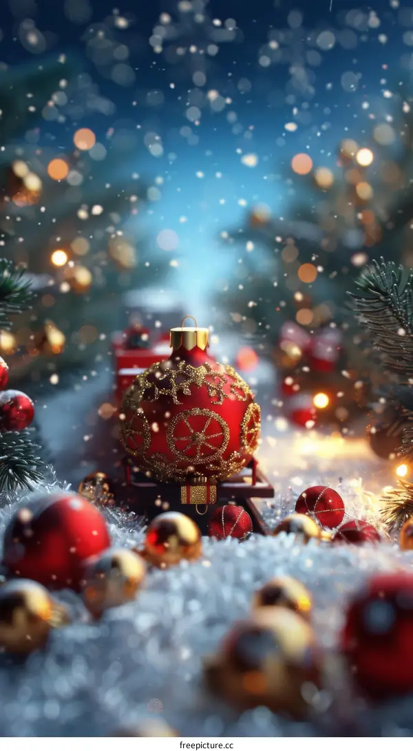 Red Christmas Ornament in the Snow