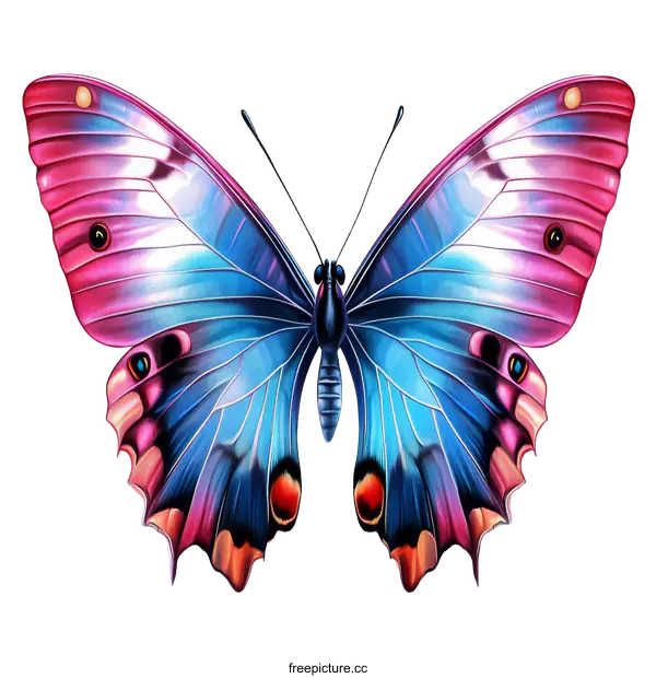 [Transparent Background PNG]Colorful Butterfly Illustration on White Background