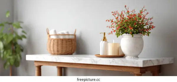 Stylish Modern Bathroom Vanity with Plants