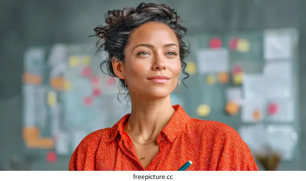 Confident Woman in a Modern Workplace Setting