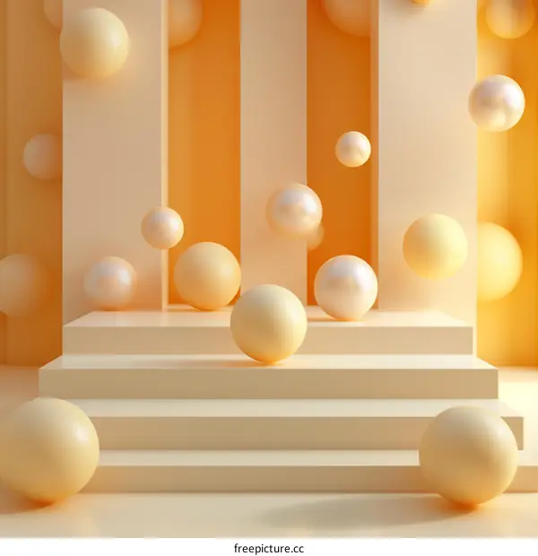 Abstract Pastel Yellow and Beige Geometric Balls Display