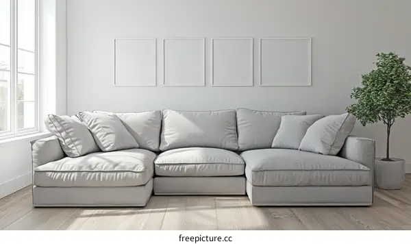 Modern Living Room with Sectional Sofa and Artwork