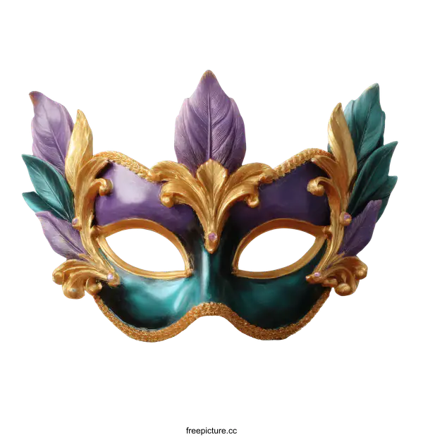[Transparent Background PNG]Ornate Carnival Mask with Gold Accents
