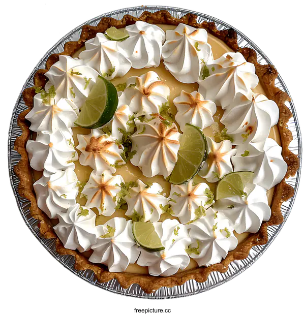 [Transparent Background PNG]Key Lime Pie with Meringue Topping