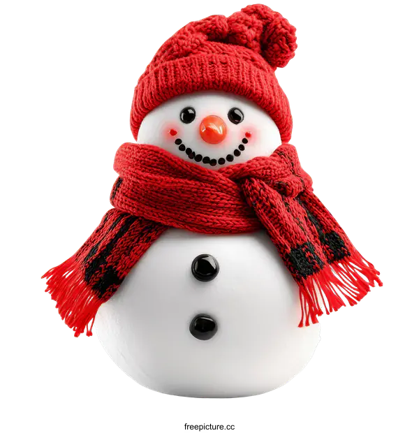 [Transparent Background PNG]Cute Snowman with Knitted Hat and Scarf