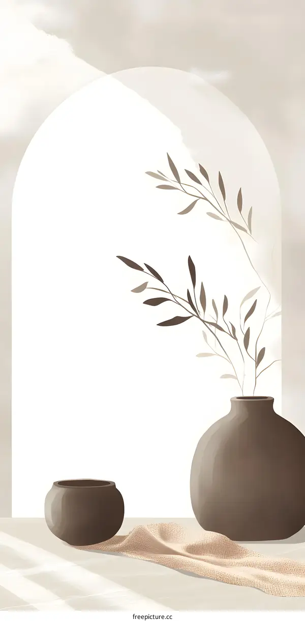 Minimalist Still Life with Pottery and Branches
