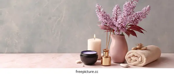 Relaxing Spa Arrangement with Lilac Flowers