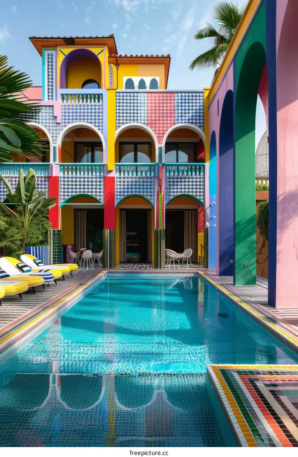 Vibrant and Colorful Mediterranean Villa with Pool