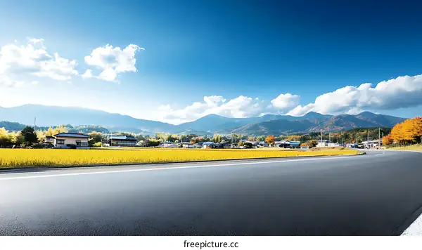 Autumn Scenery of a Japanese Village Roadside
