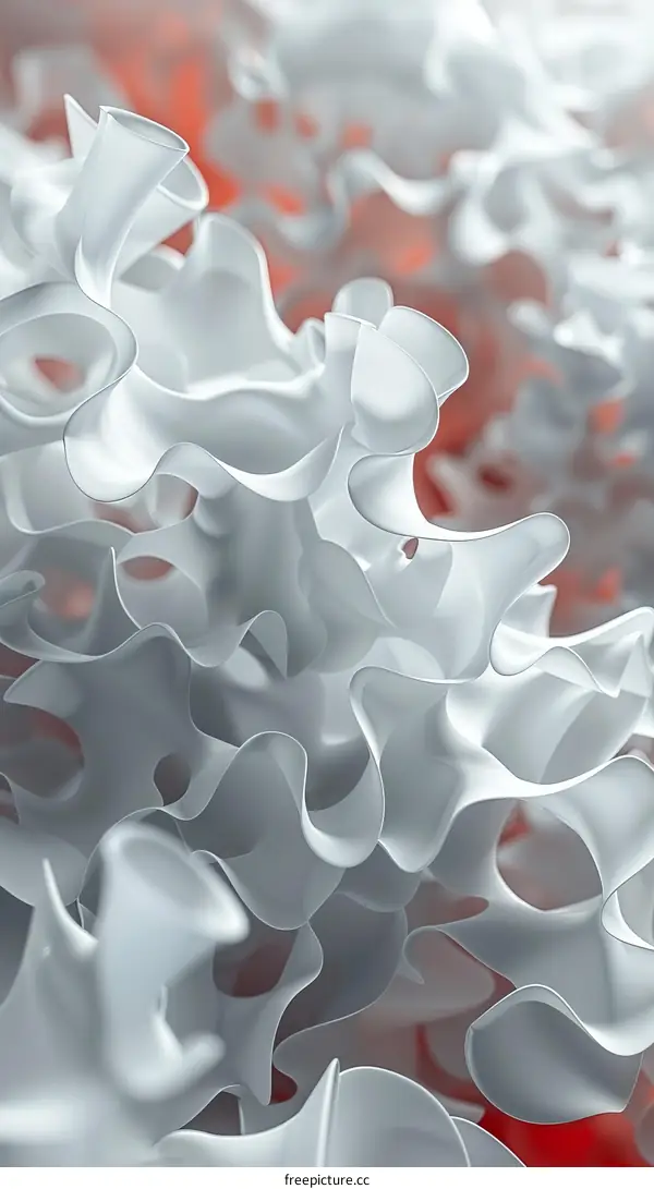 Abstract 3D Rendered Red and White Artwork