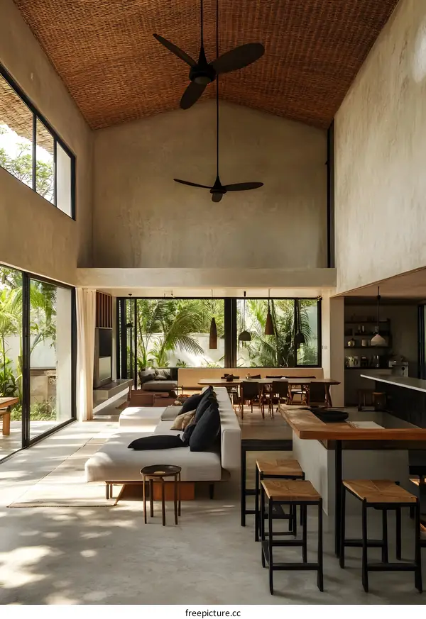 Modern Minimalist Home Interior Design With Large Windows