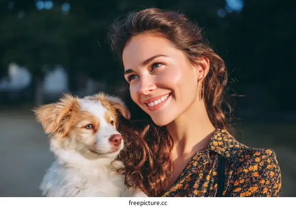 Woman and Puppy Outdoor Portrait