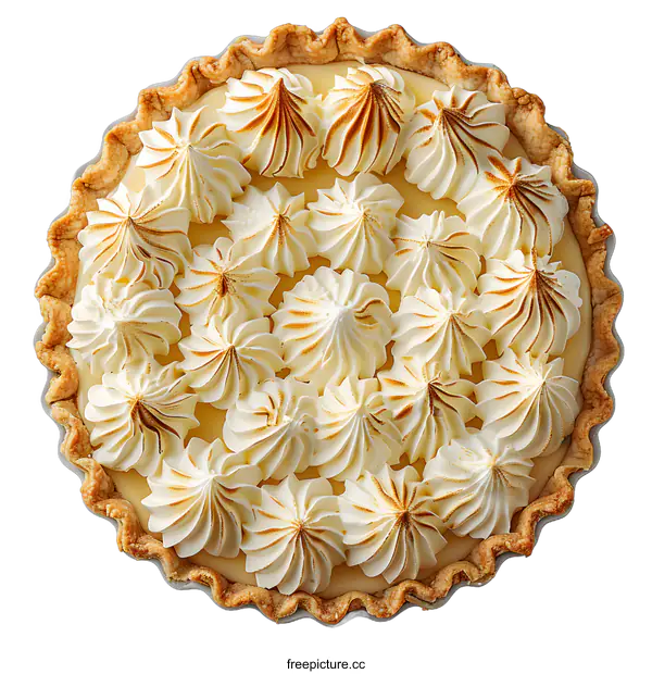 [Transparent Background PNG]Lemon Meringue Pie Isolated on White Background